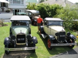 Two of Murray and Anne Ashby's Model A's a 1928 Phaeton (tourer) and 1930 Roadster..jpg